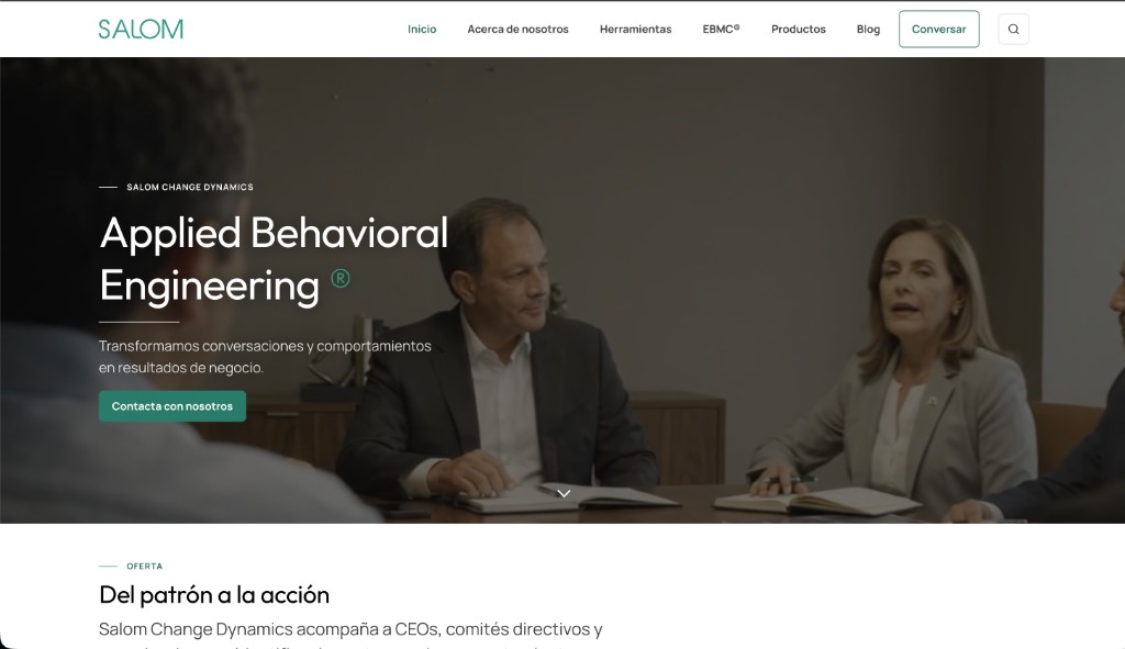 Captura 1 del sitio de Salom Change Dynamics